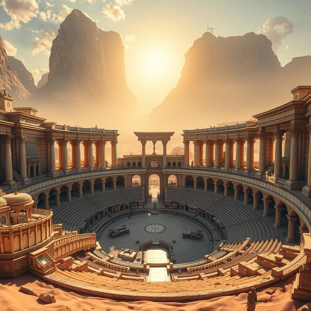 Ancient Desert Hippodrome in Photorealistic Style