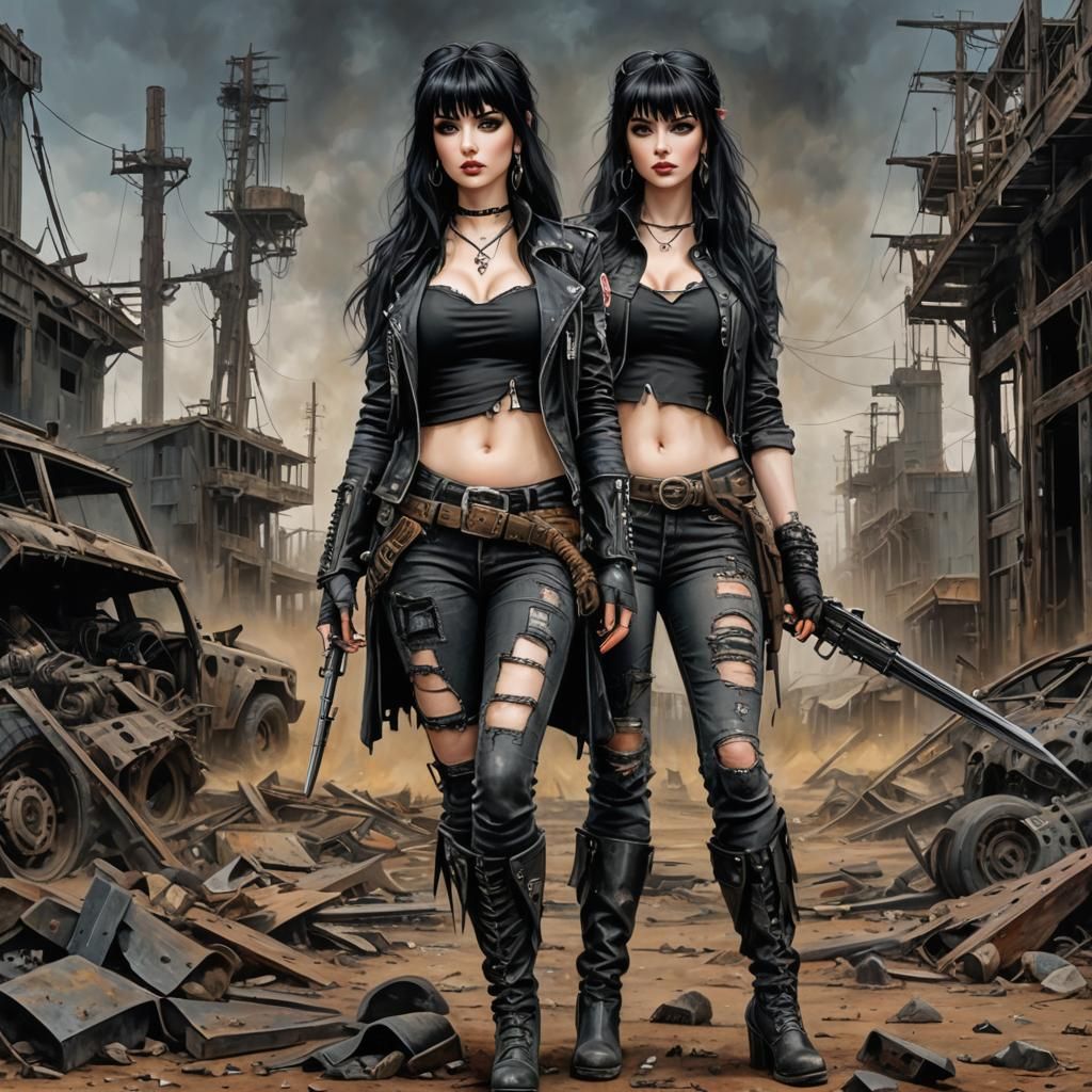 Post-Apocalyptic Survivor in Acrylic Painting Style