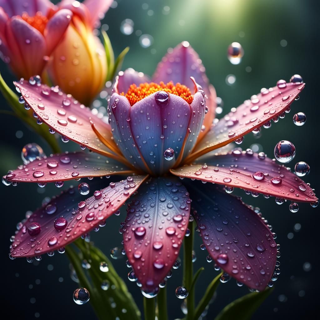 Dew-Kissed Lotus: A Detailed Digital Painting