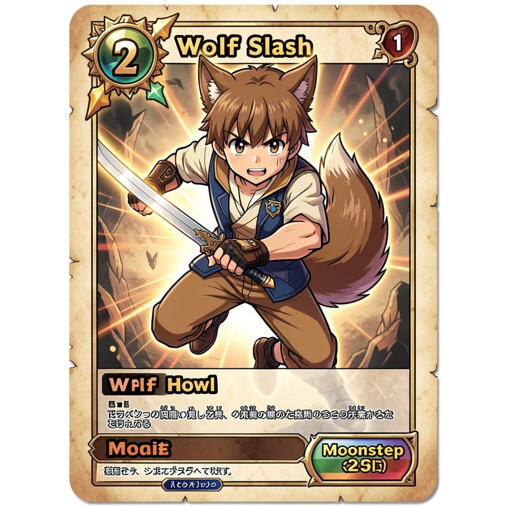 Anime Wolf Boy Trading Card Art