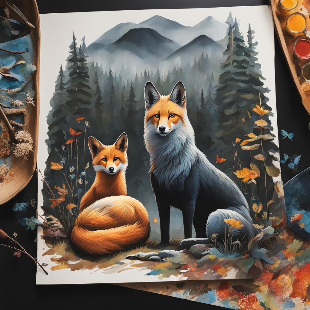Vibrant Fox Painting