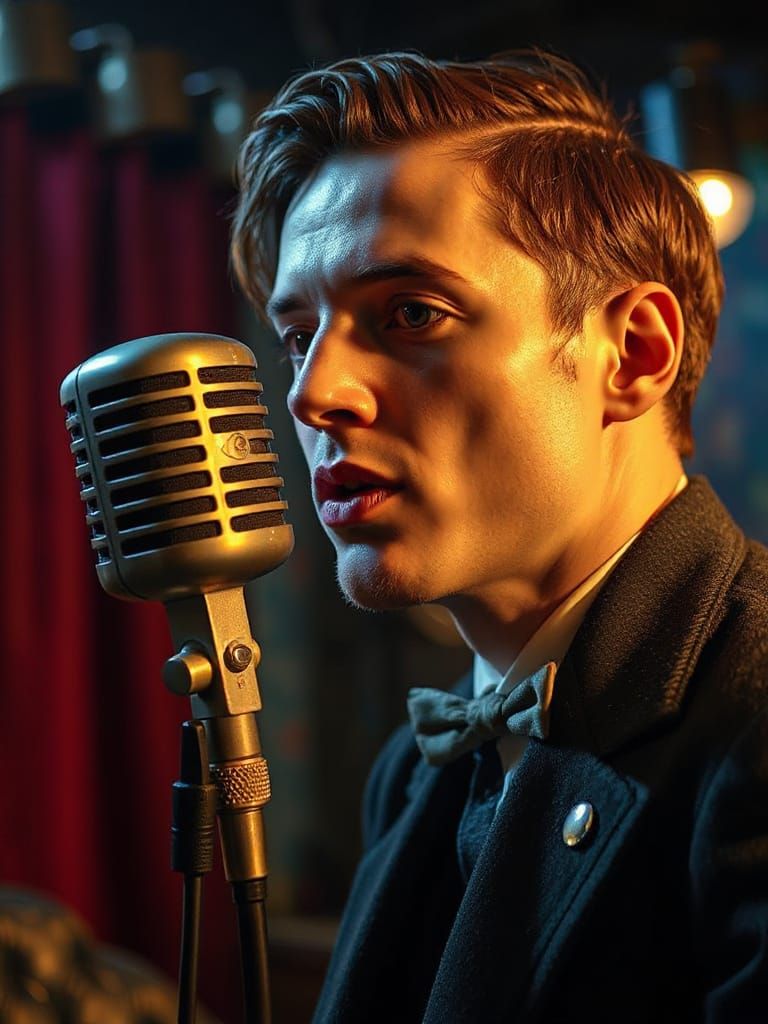 Hyperrealistic 1920s Singer in a Speakeasy