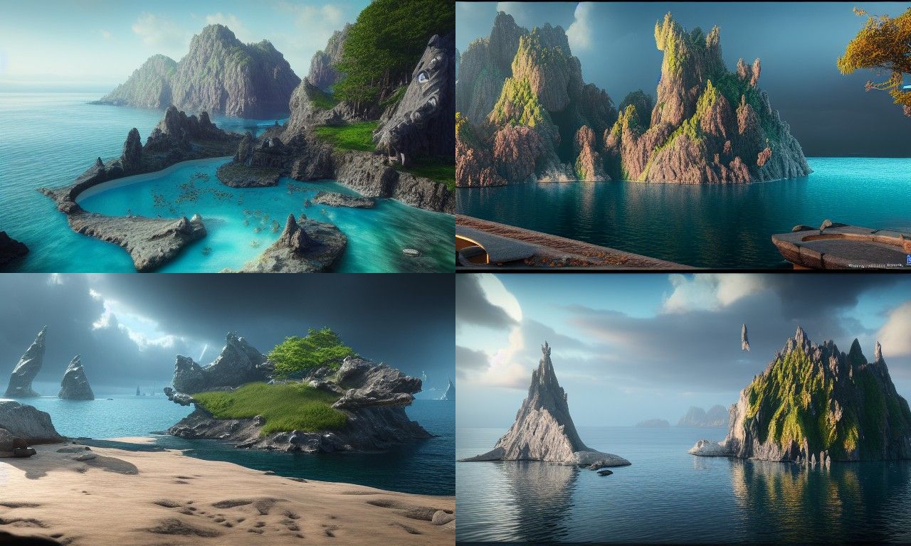 Fantasy Crystal Island in Hyper-Realistic Style