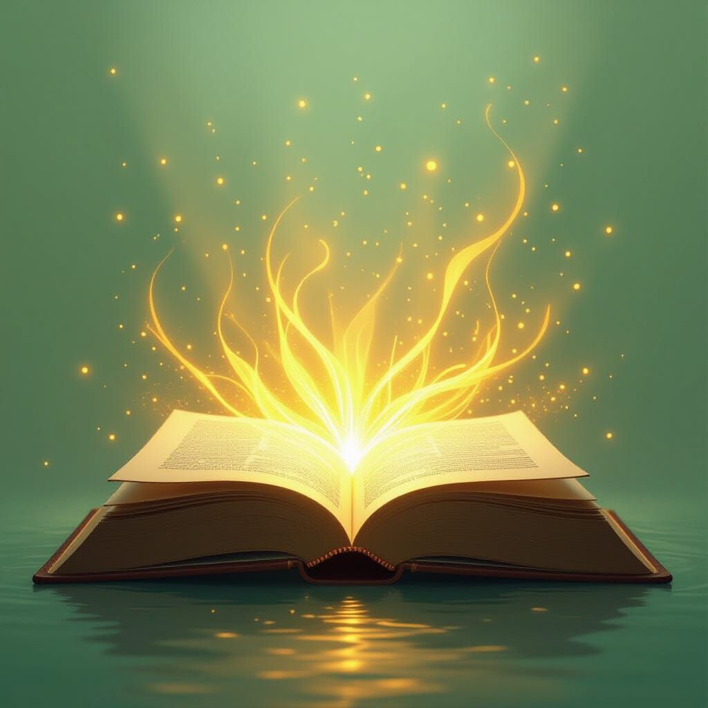Magical Open Book Radiating Ethereal Light