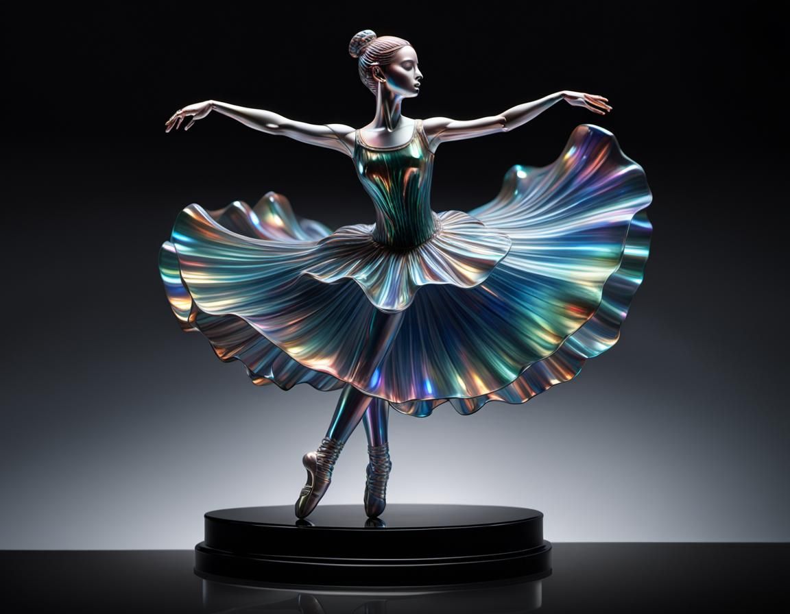 Iridescent Blown Glass Ballerina Sculpture
