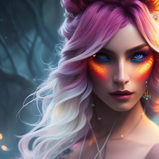 Elegant Cyborg Woman Portrait in Hyperrealistic Style