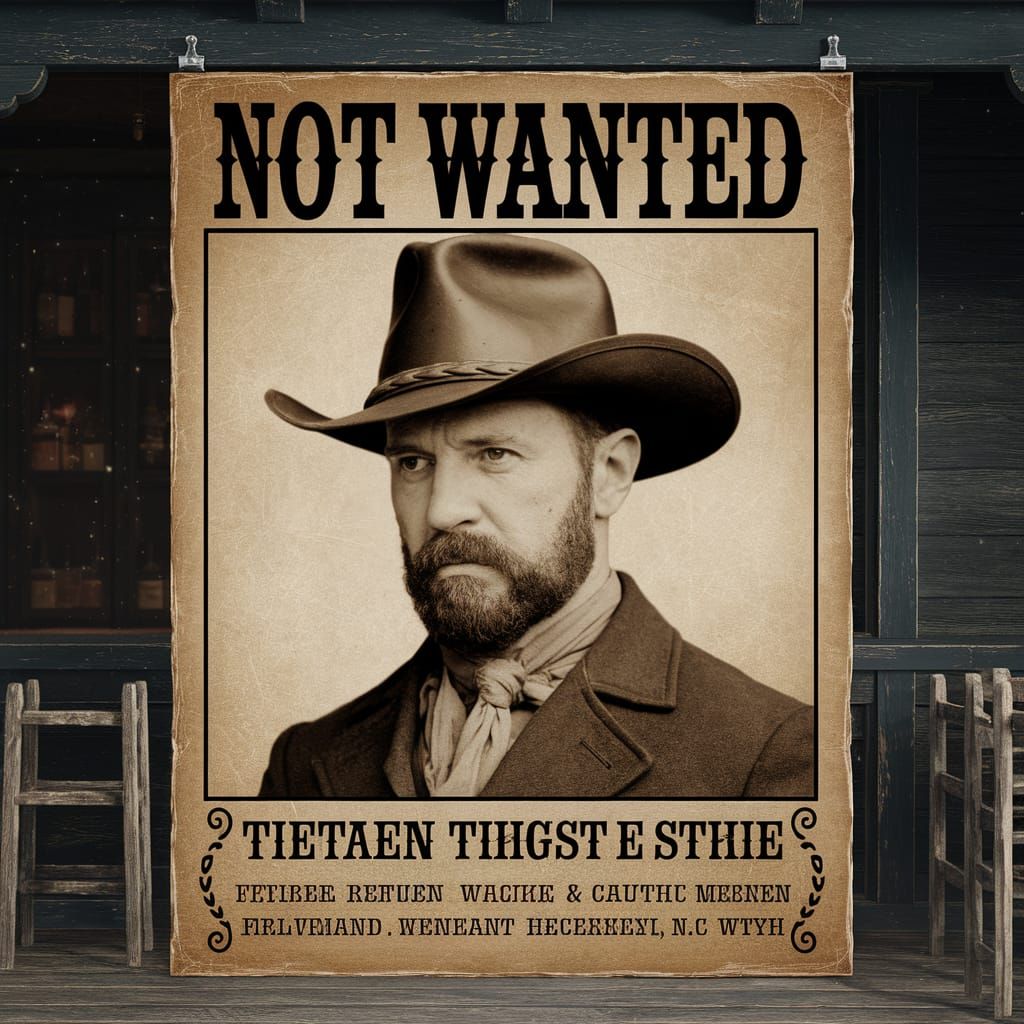 Vintage Western Wanted Poster in Sepia Tone