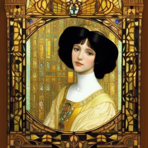 Lily Elsie Portrait in Klimt-Inspired Art Nouveau Style