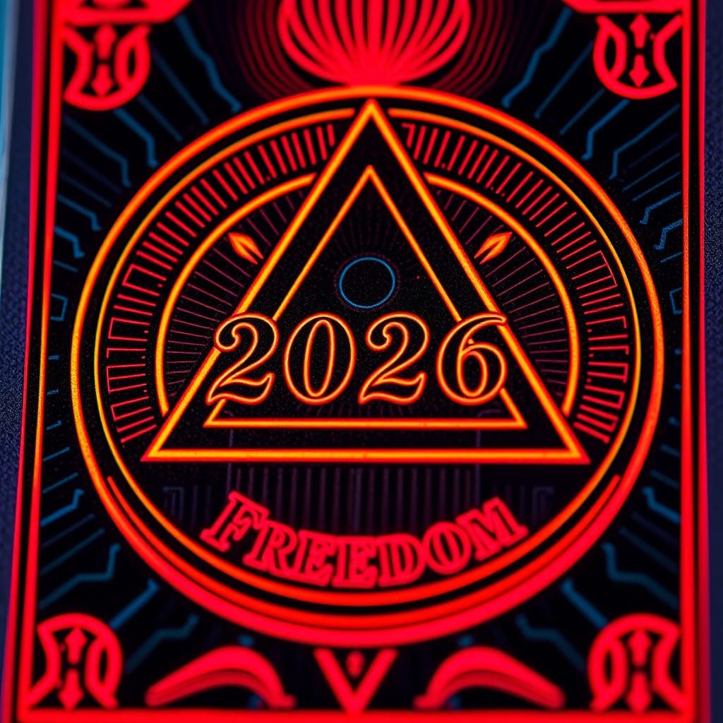 Illuminati cards with the answer of 2026 on the card with fr...
