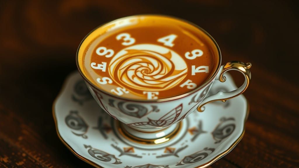 Golden Ratio Latte Art in Antique Teacup