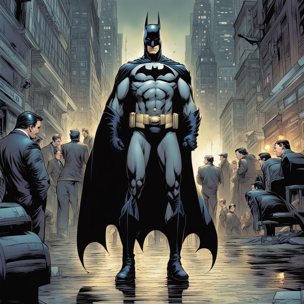 Older Bruce Wayne as Batman in Comic Art Style