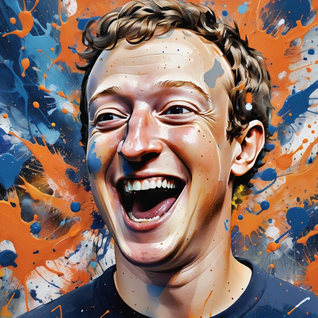 Vibrant Abstract Portrait of Peixe Agulha Mocking Mark Zucke...