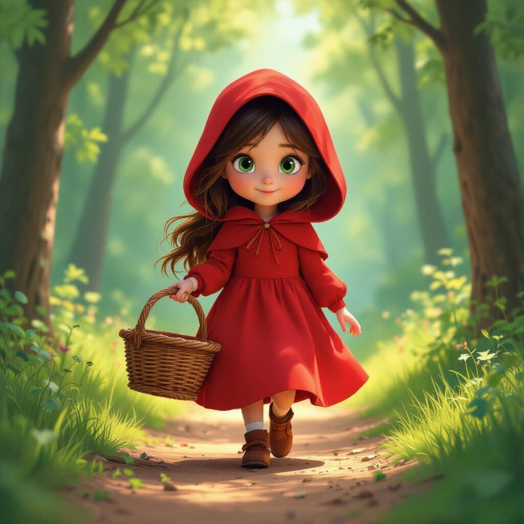 Little Red Riding Hood in Disney Pixar 3D Style