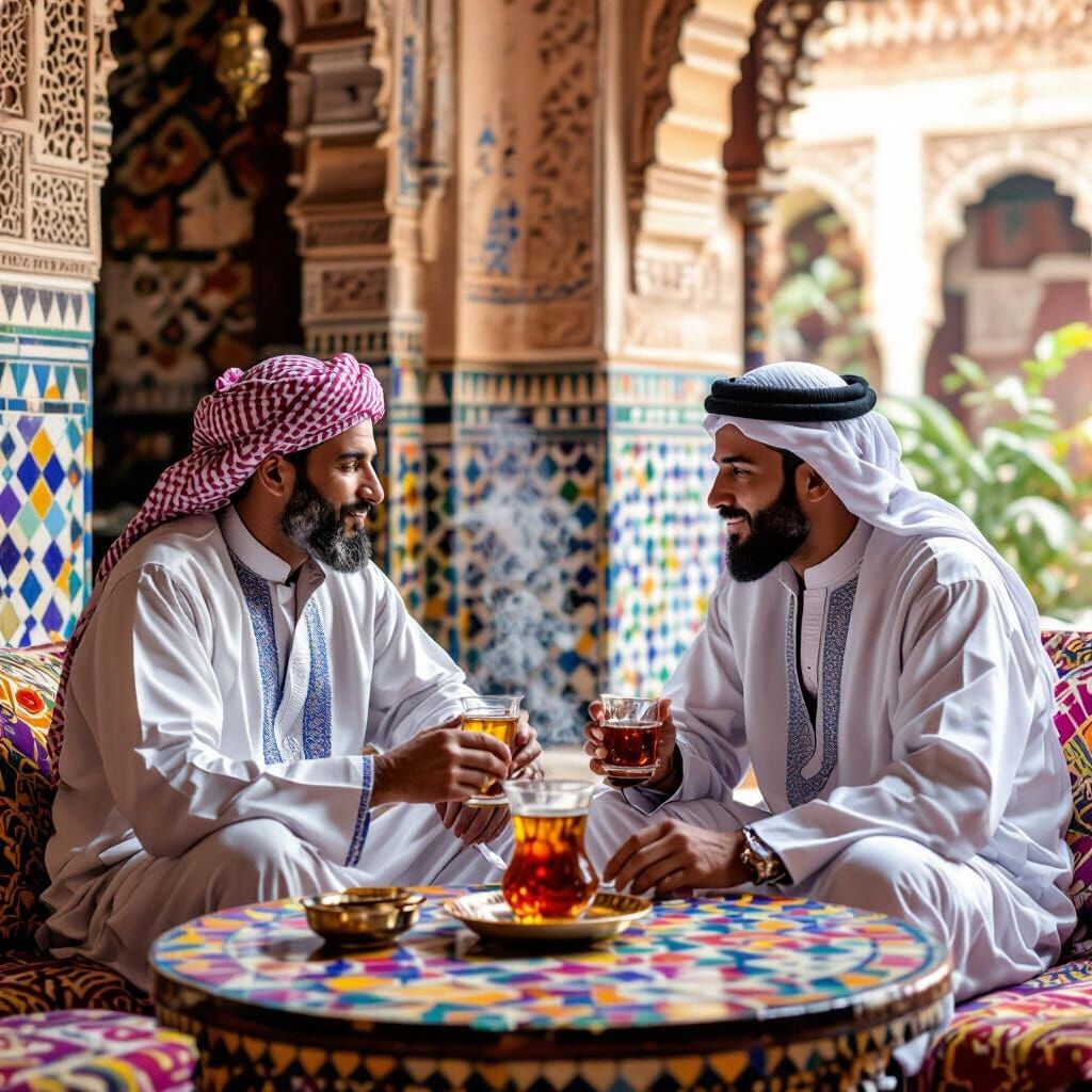 Moroccan Tea Ceremony in the Style of Henri Matisse