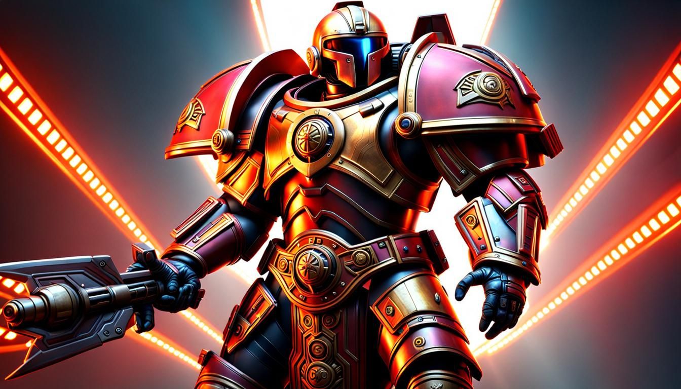 Futuristic Roman Centurion Space Marine in Vibrant Armor