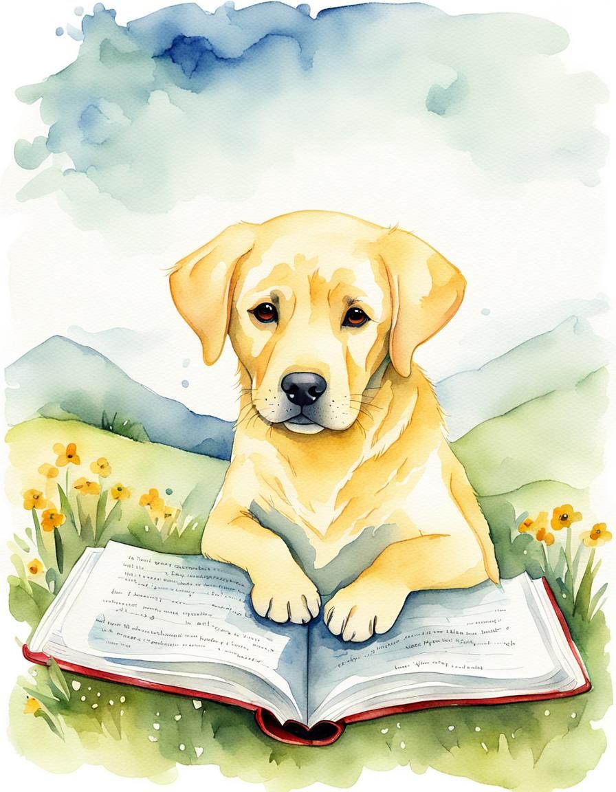 Cute Labrador Storybook Illustration in Watercolor