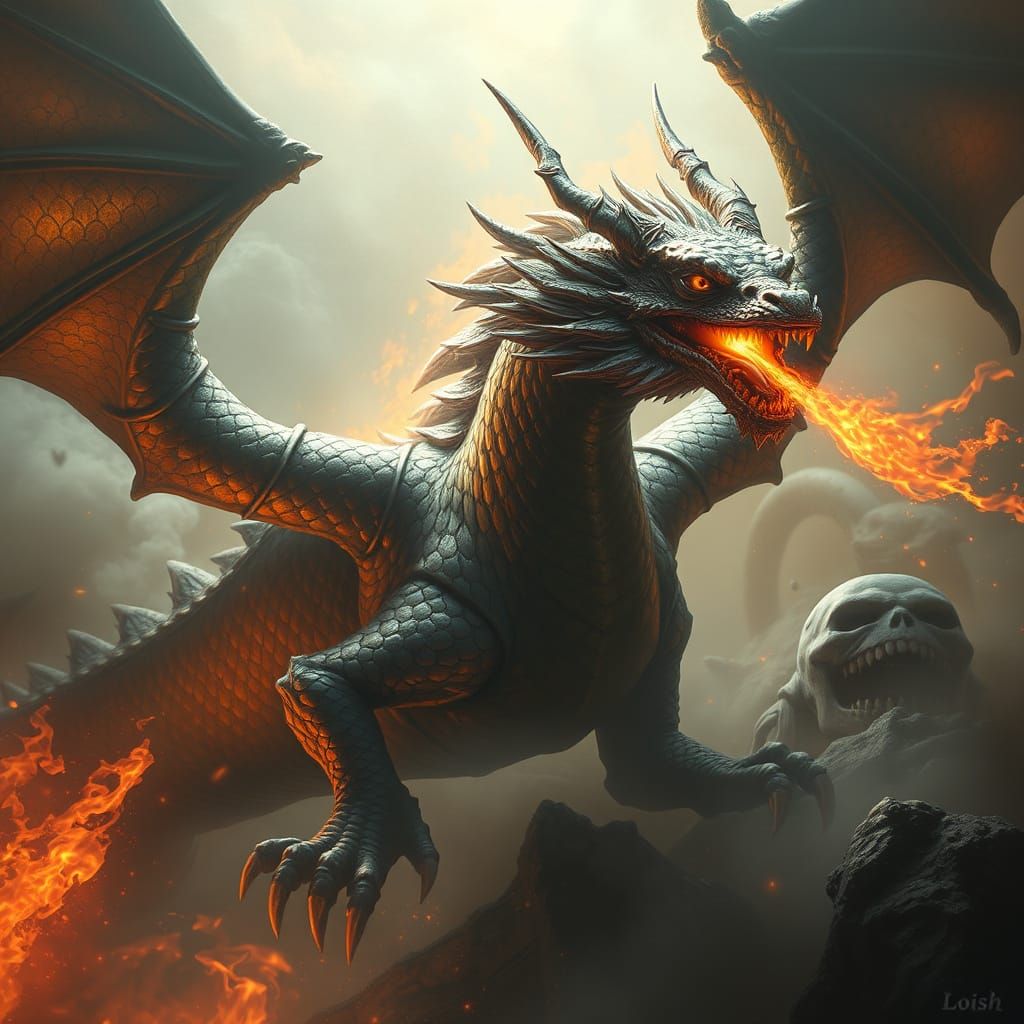 Majestic Dragon in Mystical Atmosphere