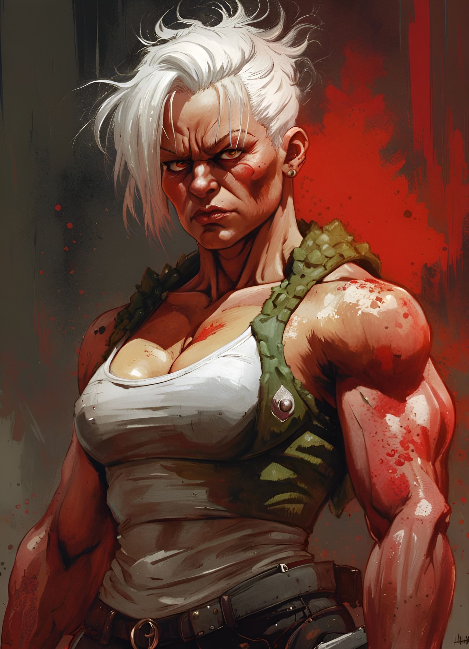 Hyperdetailed Crayon Caricature of Dorohedoro Bodybuilder