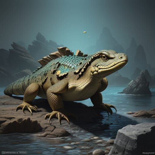 Hyperrealistic Quakilith in Dramatic Splash Art Style