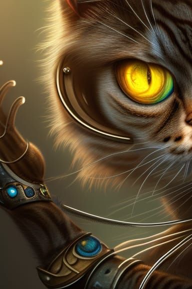 Detailed Clockwork Cat in Fantasy Concept Art