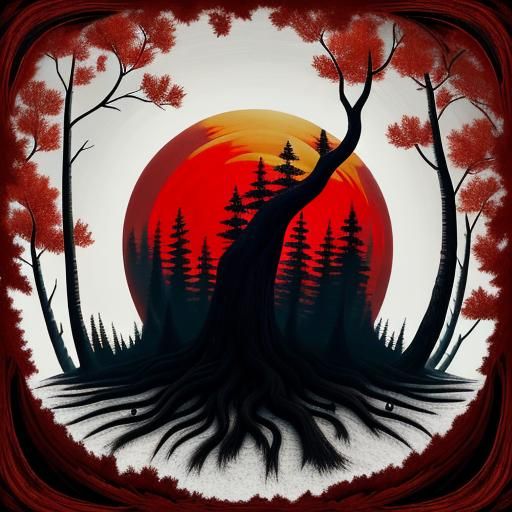 Surreal Inhuman Figure in Birch Forest