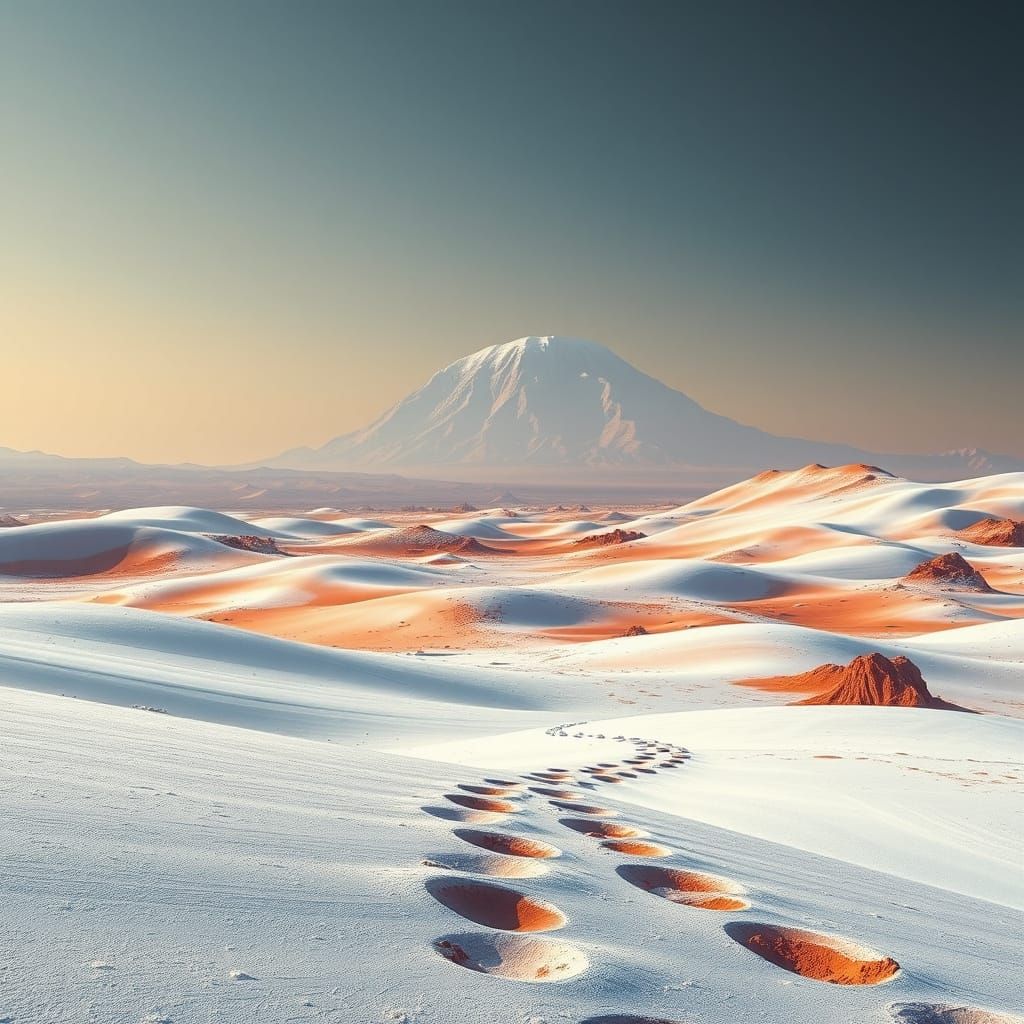 Frozen Mars Landscape in Cyberpunk Aesthetic