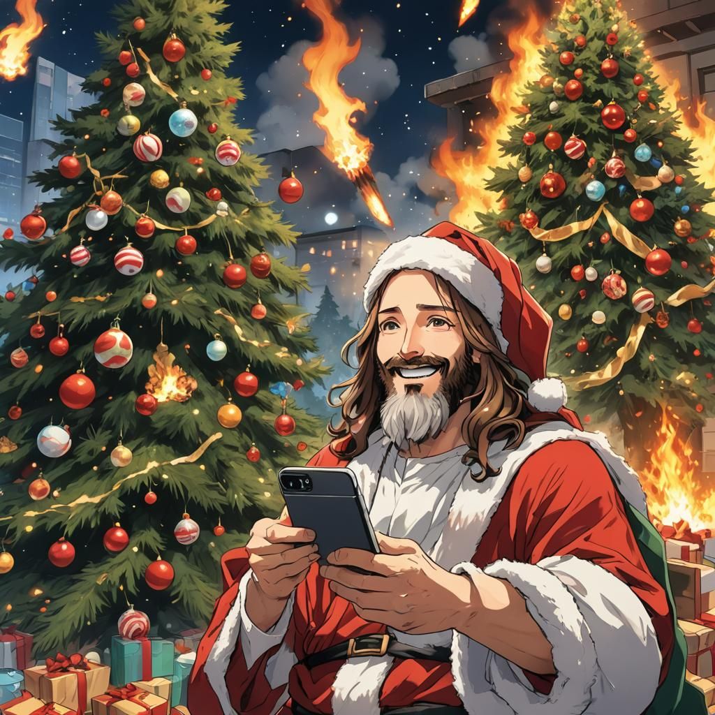 Jesus Christ as Santa in Anime Style