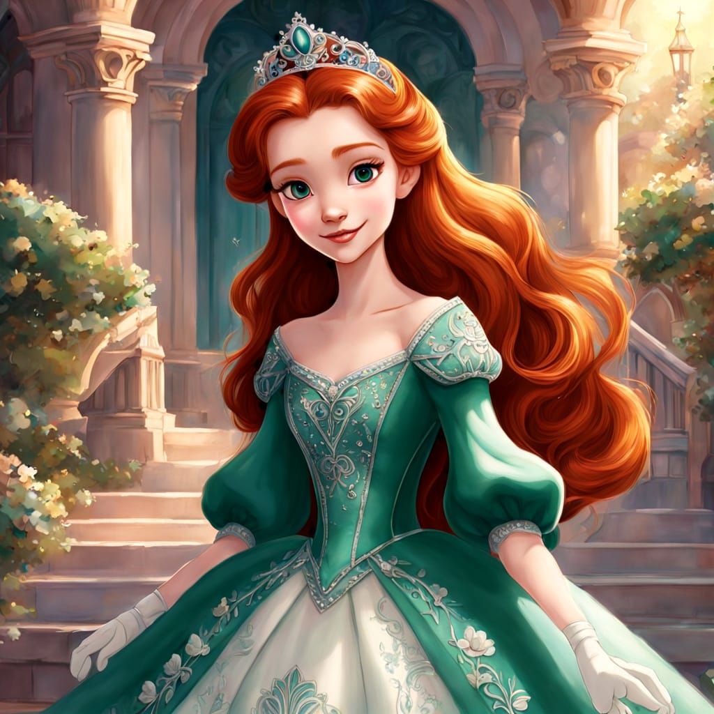Disney Princess Jolene With Ginger Hair And Emerald Eyes