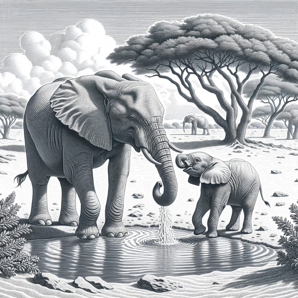 Engravable Elephant Mother and Baby at Oasis