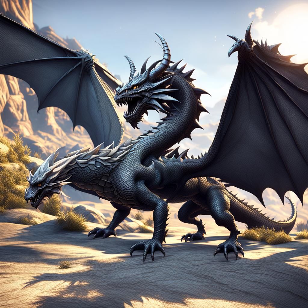 Dragon and Warrior: 3D Rendered Fantasy Art