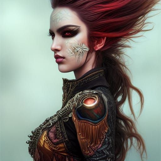 Sinister Fire Nymph with Rainbow Feathers