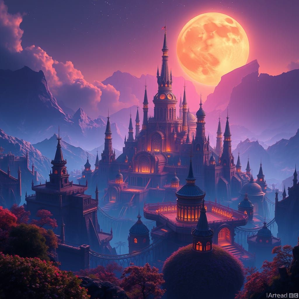 Whimsical High-Fantasy Realm at Ethereal Dusk