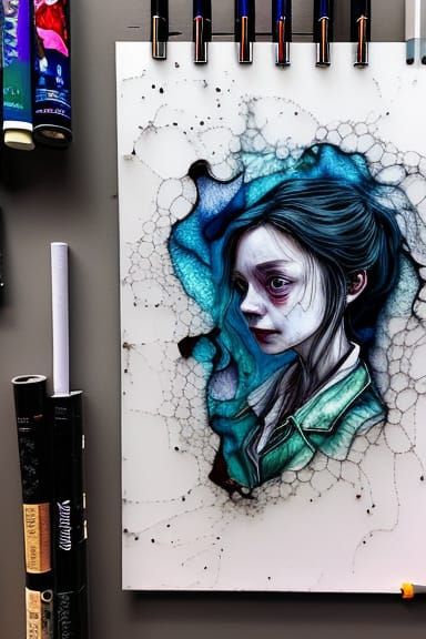 Sleepy Hollow Portrait in Mixed Media Style