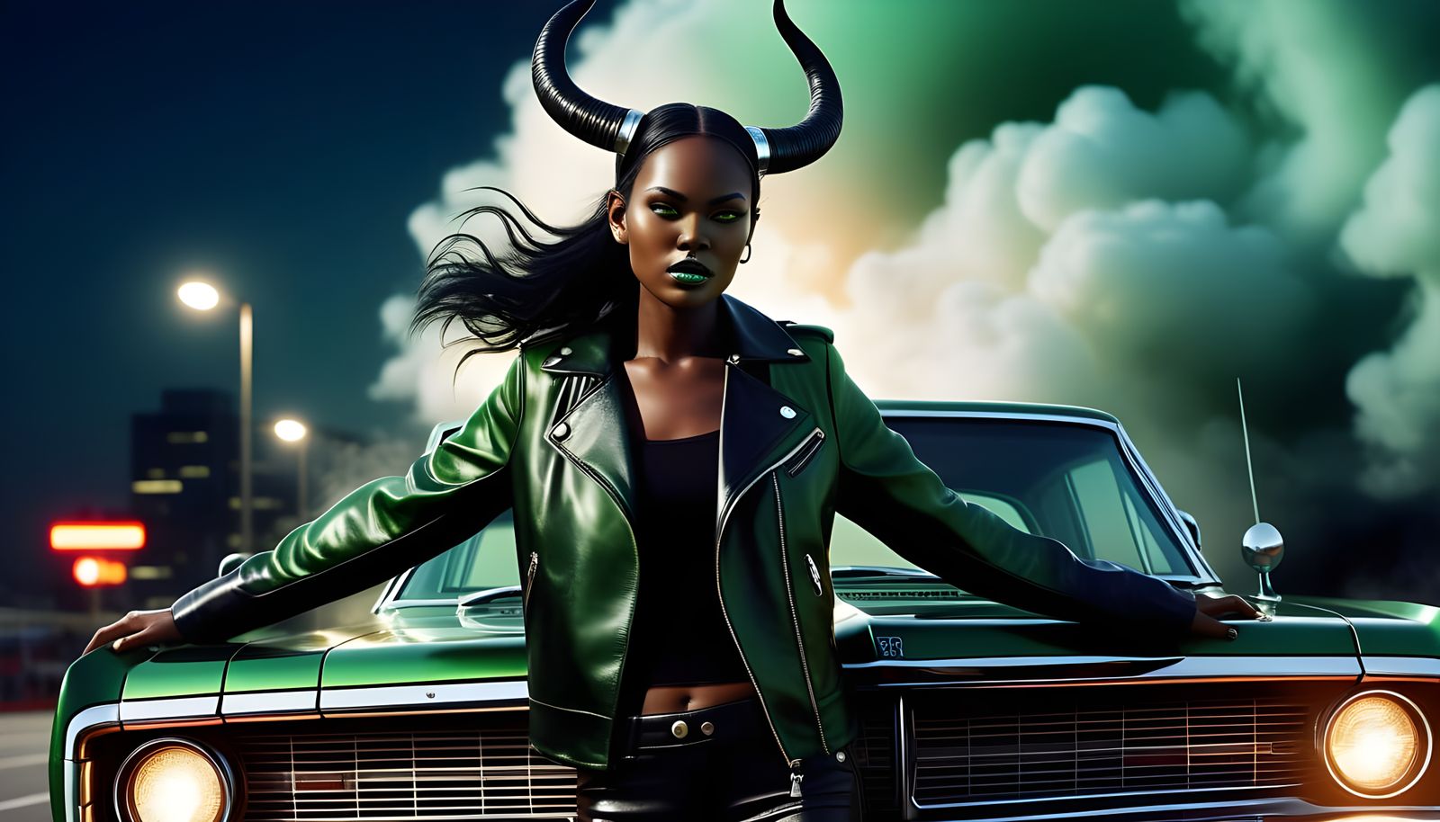 A 1966 Dodge Charger (GEN I) sometimes seen with a human or supernatural model posing with it