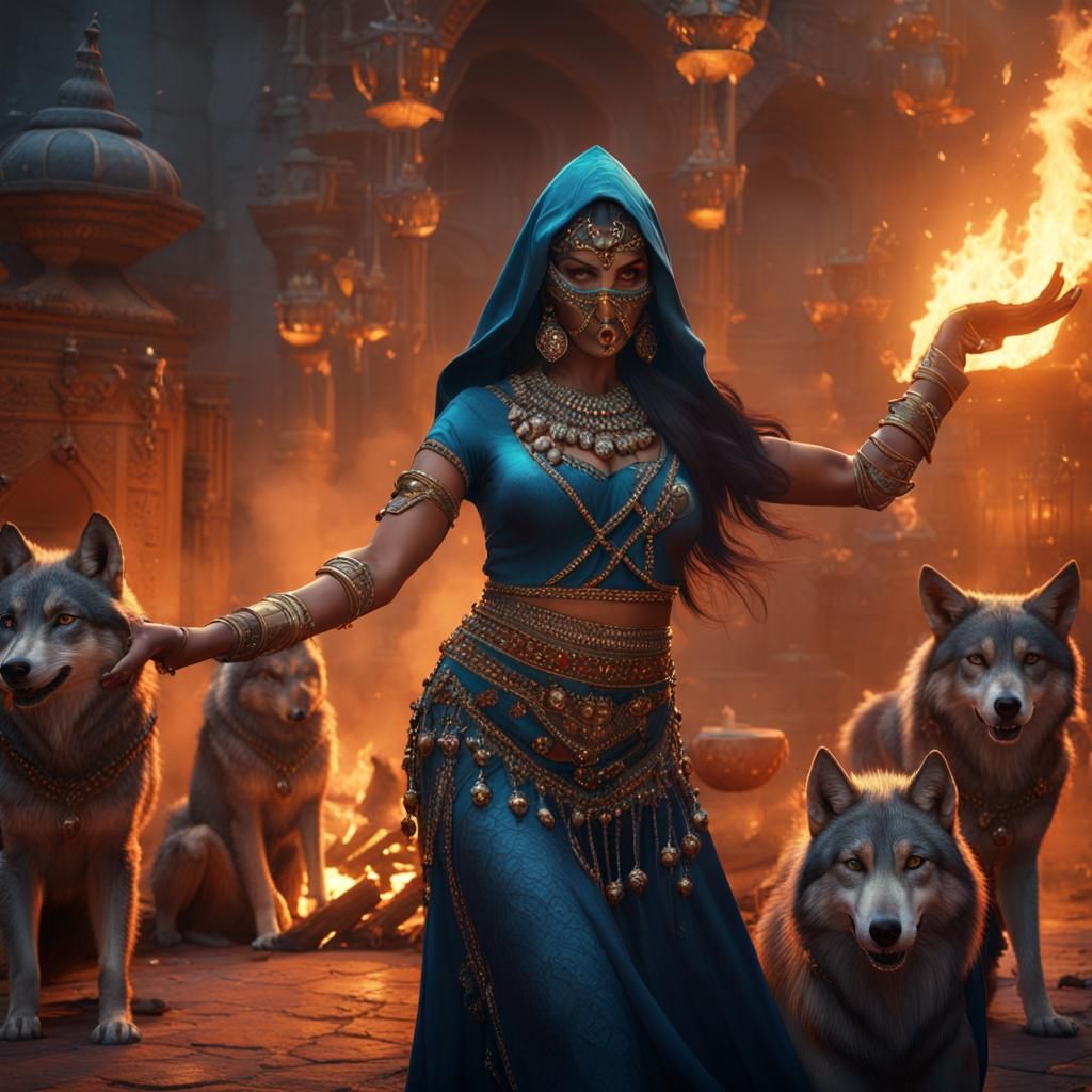 Arabic Belly Dancer on Neptune in Fantasy Art