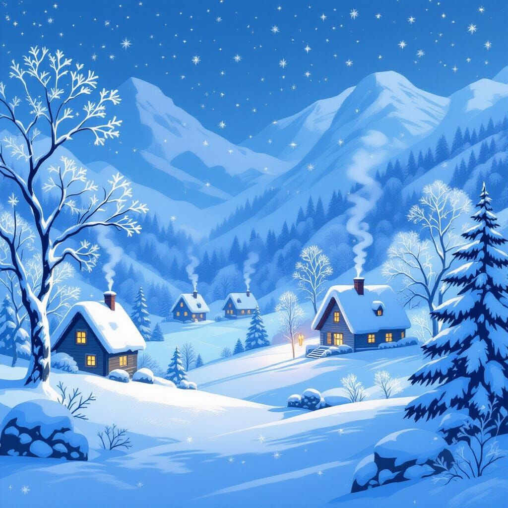 Enchanted Winter Wonderland with Cozy Cottages
