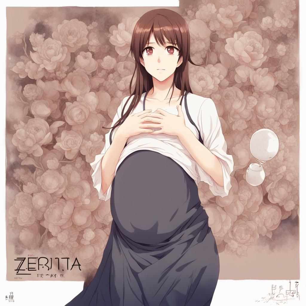 Anime Style Pregnant Girl Illustration