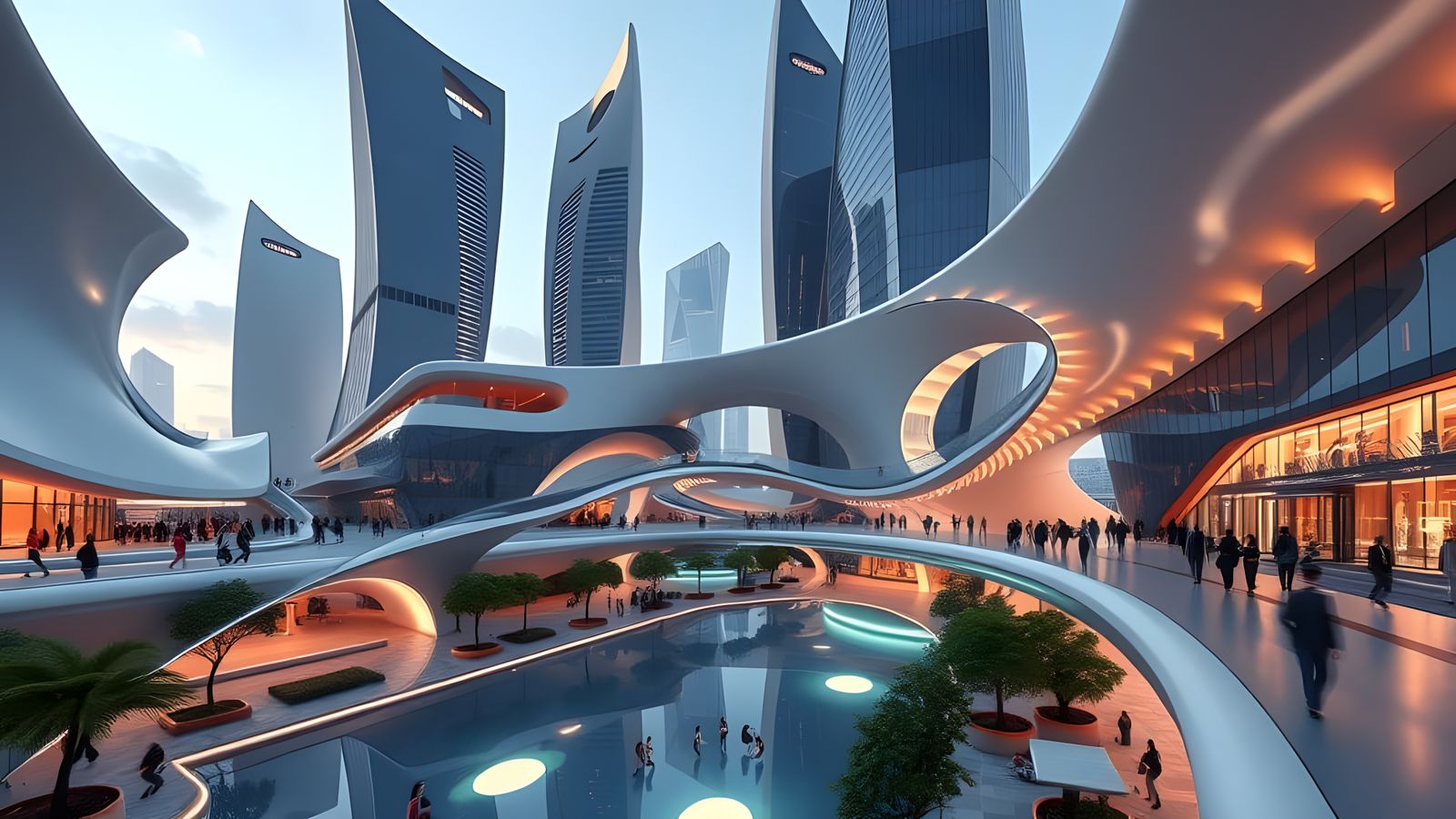 Hyperrealistic Futuristic Solarpunk Cityscape in Parametric ...