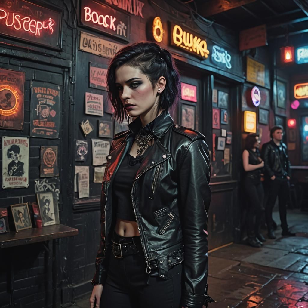 Punk Club Scene: Victorian Meets Cyberpunk in Digital Art