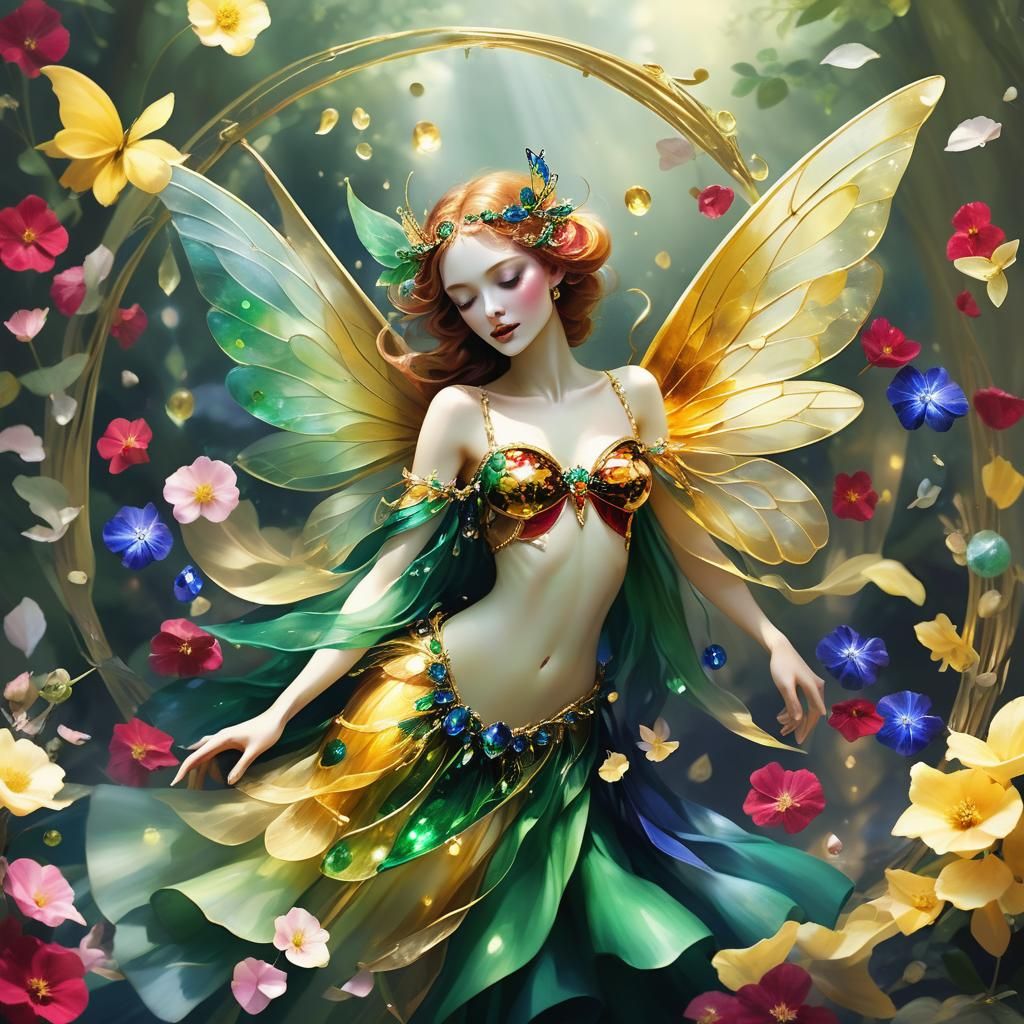 Faery on Confectionery Petal in Ethereal Realm