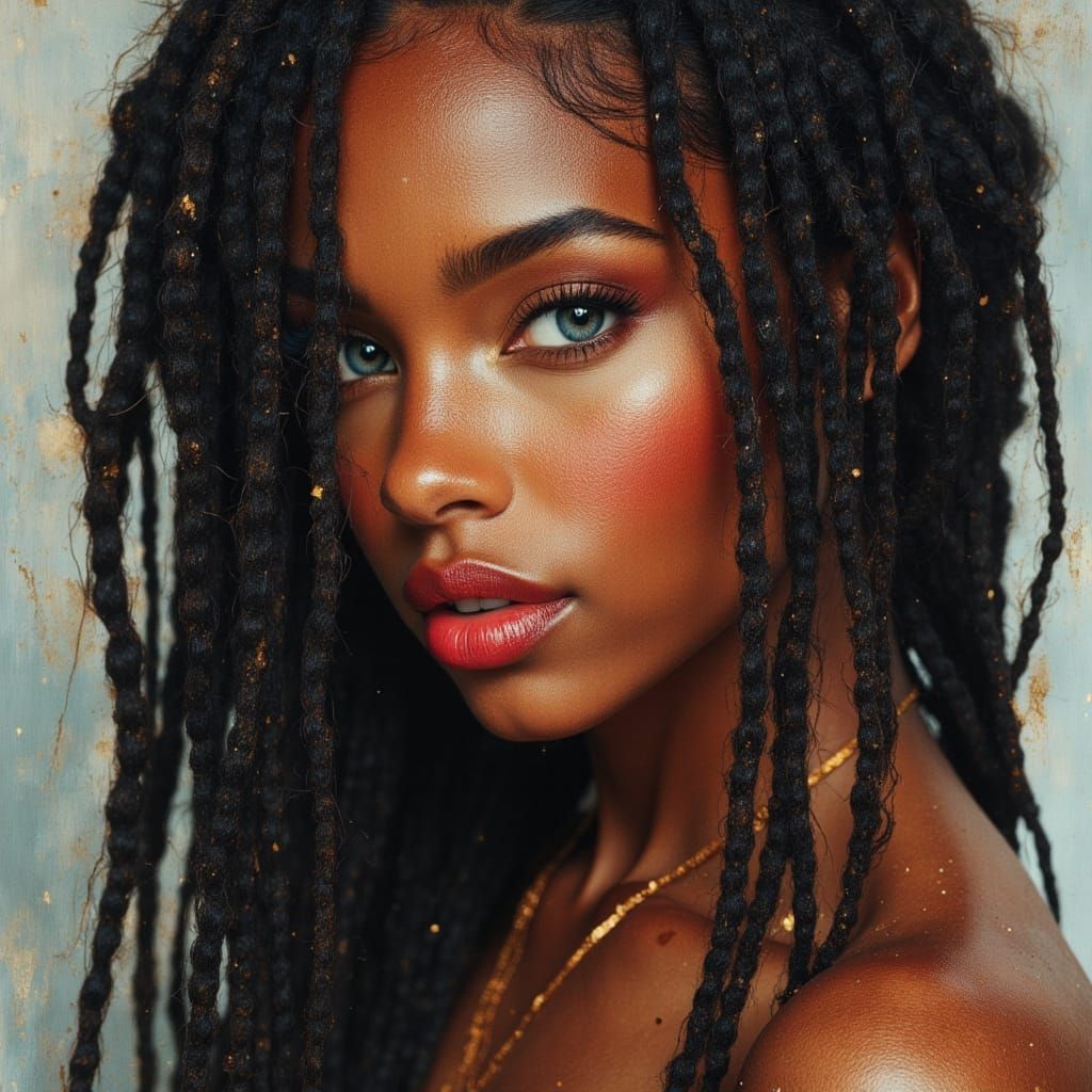 African Goddess Portrait in Hyperrealistic Style