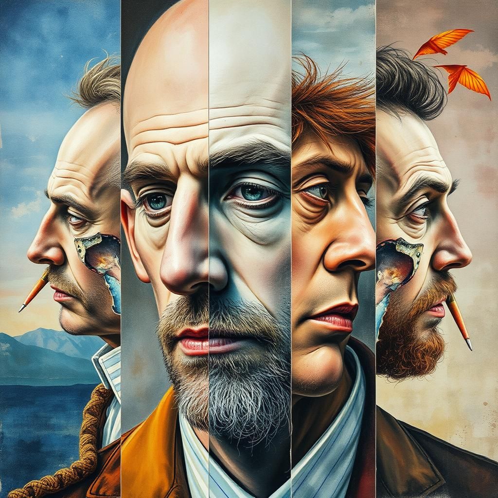 Surreal Man Portrait: Diverse Art Styles and Features