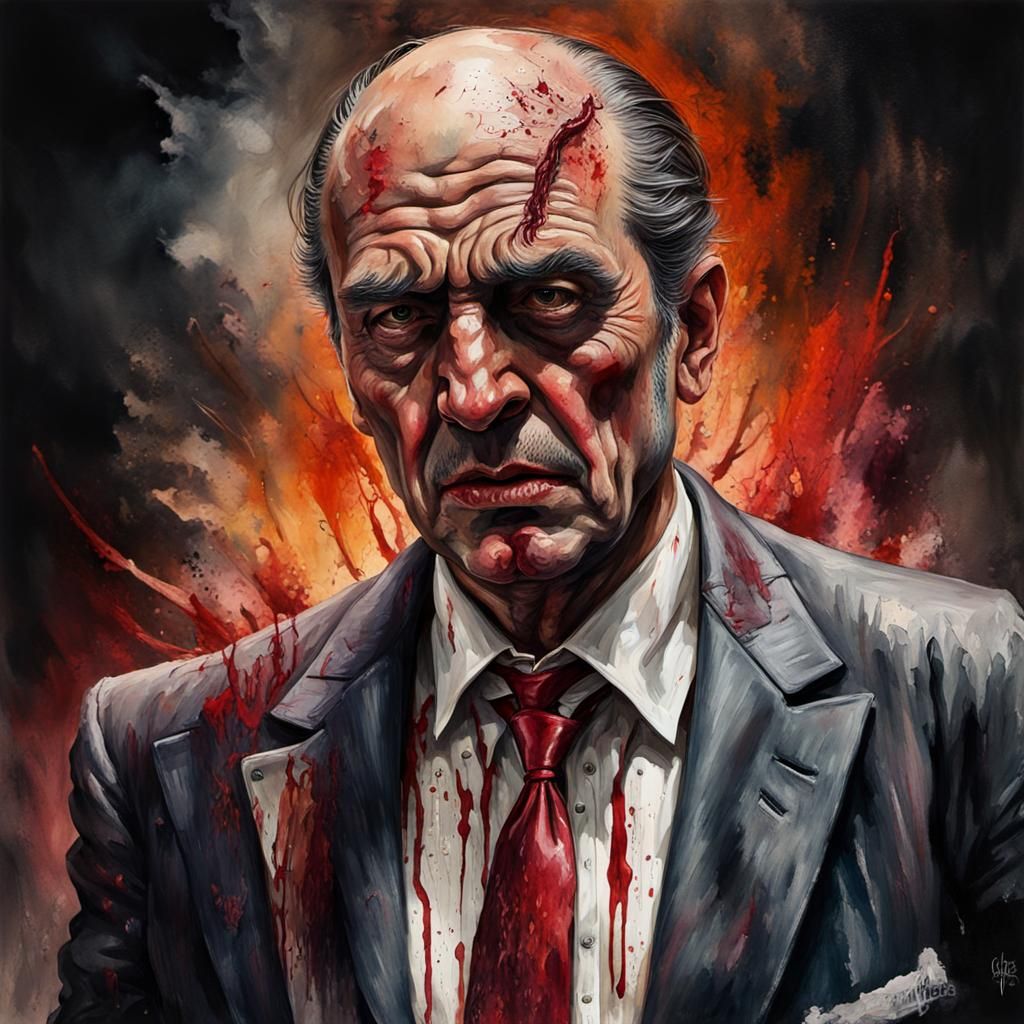 Grotesque Mafia Boss: Gothic Impressionist Painting