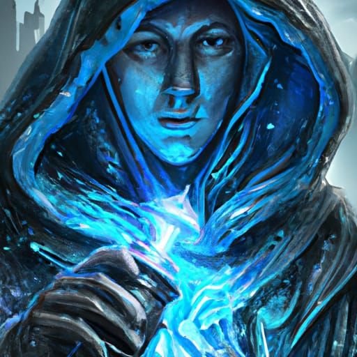 Hooded Man with Torch: Detailed Fantasy Portrait