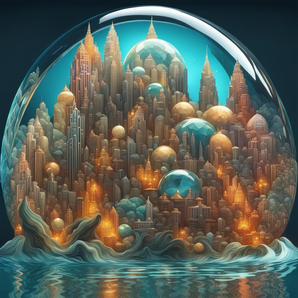Underwater Art Deco City of Crystal Domes