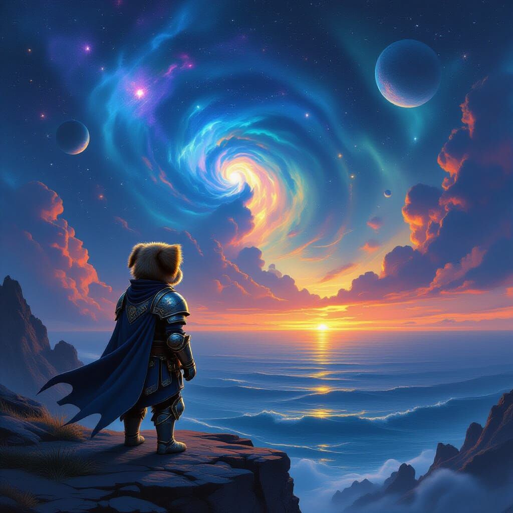 Puppy Knight on Alien Ocean Precipice