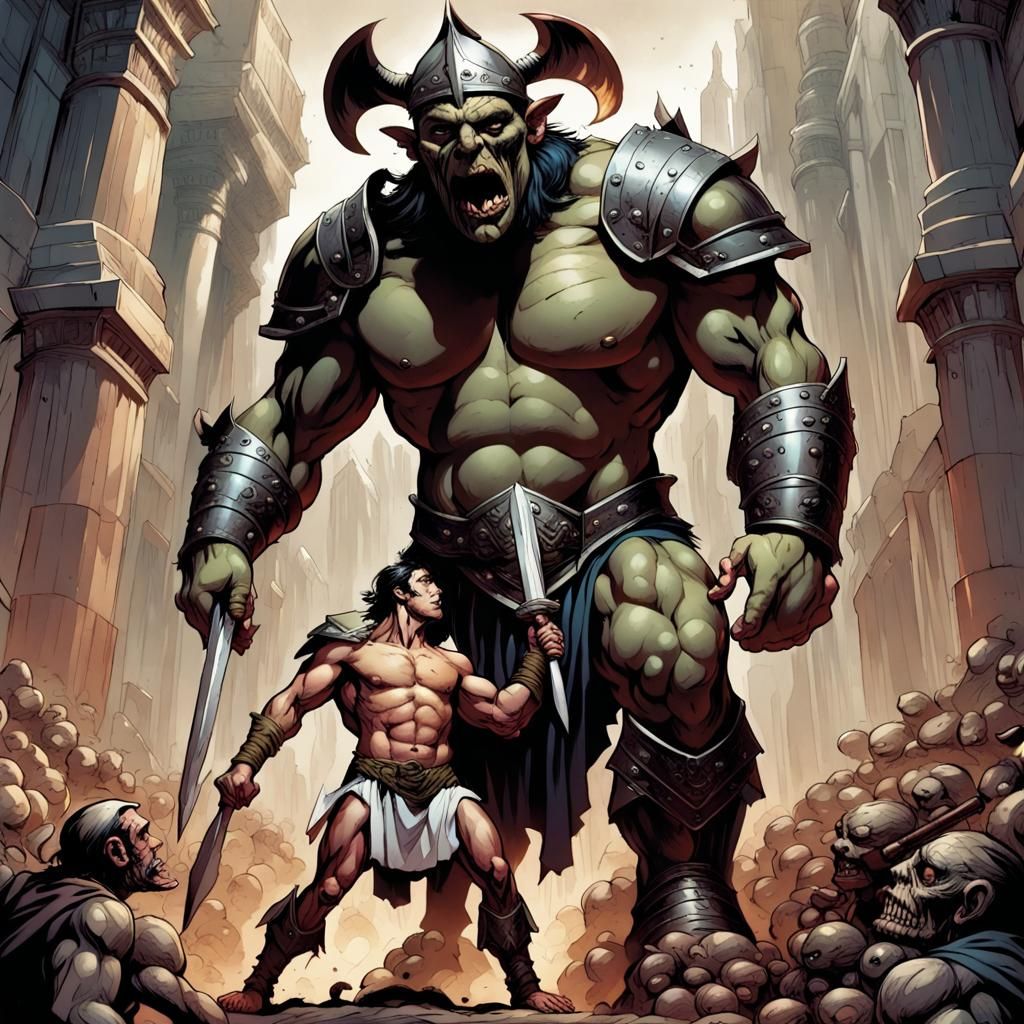 Gladiator Triumphant: Comic Book Art Illustration