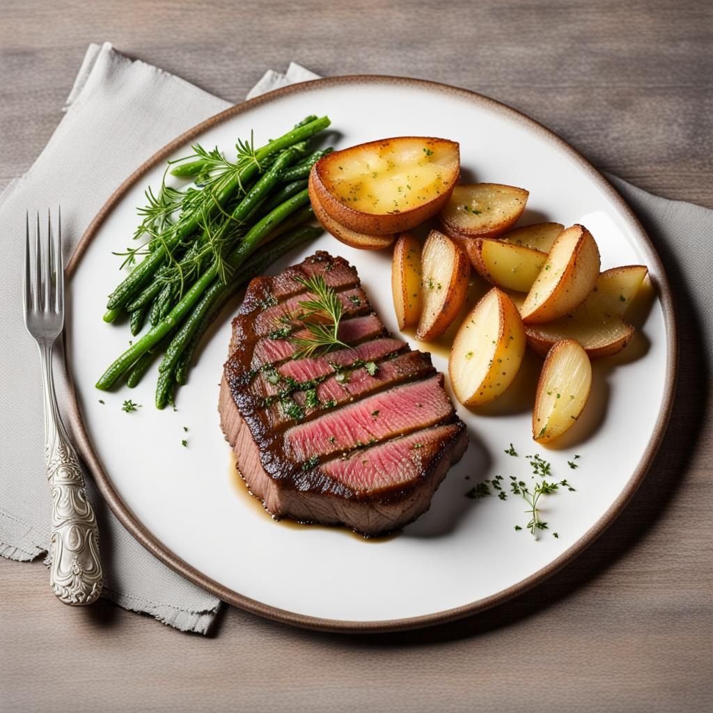 Rococo Rumpsteak with Herb Butter and Potatoes