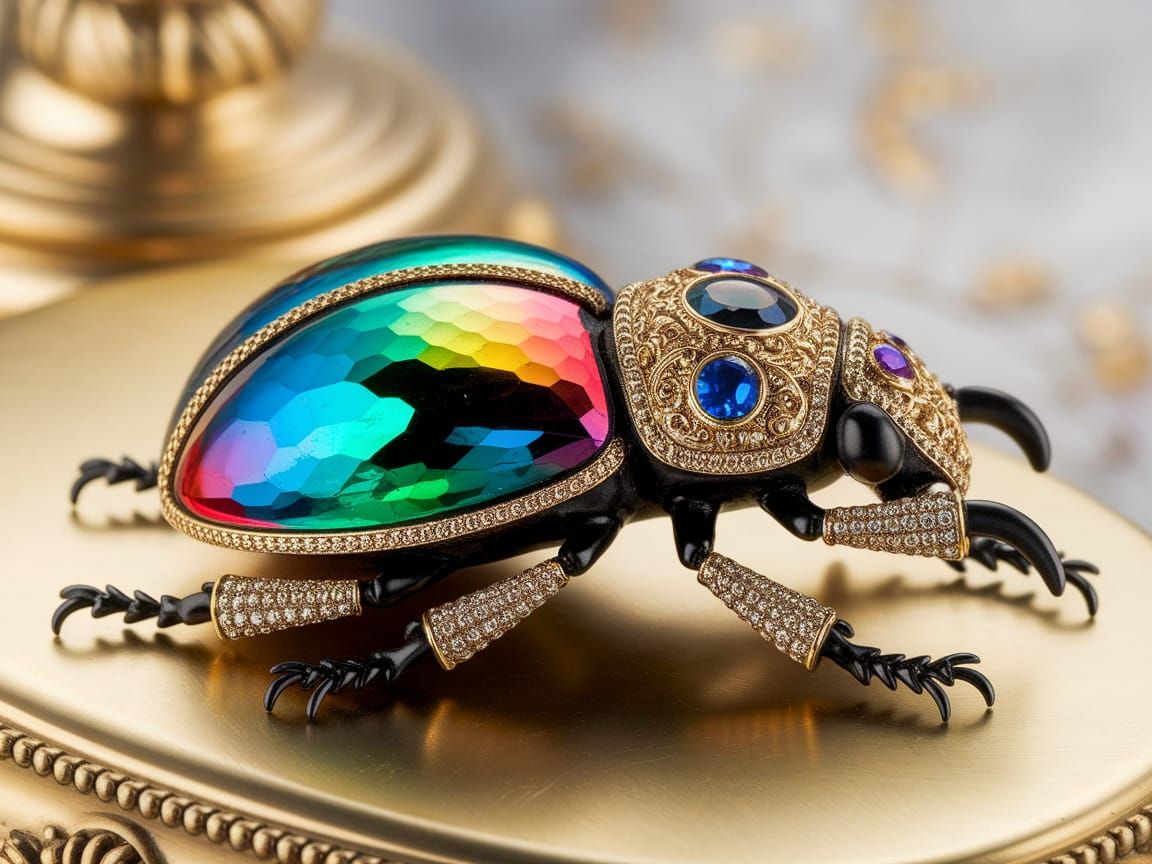 Luxurious Jewel-Encrusted Beetle in Opulent Style