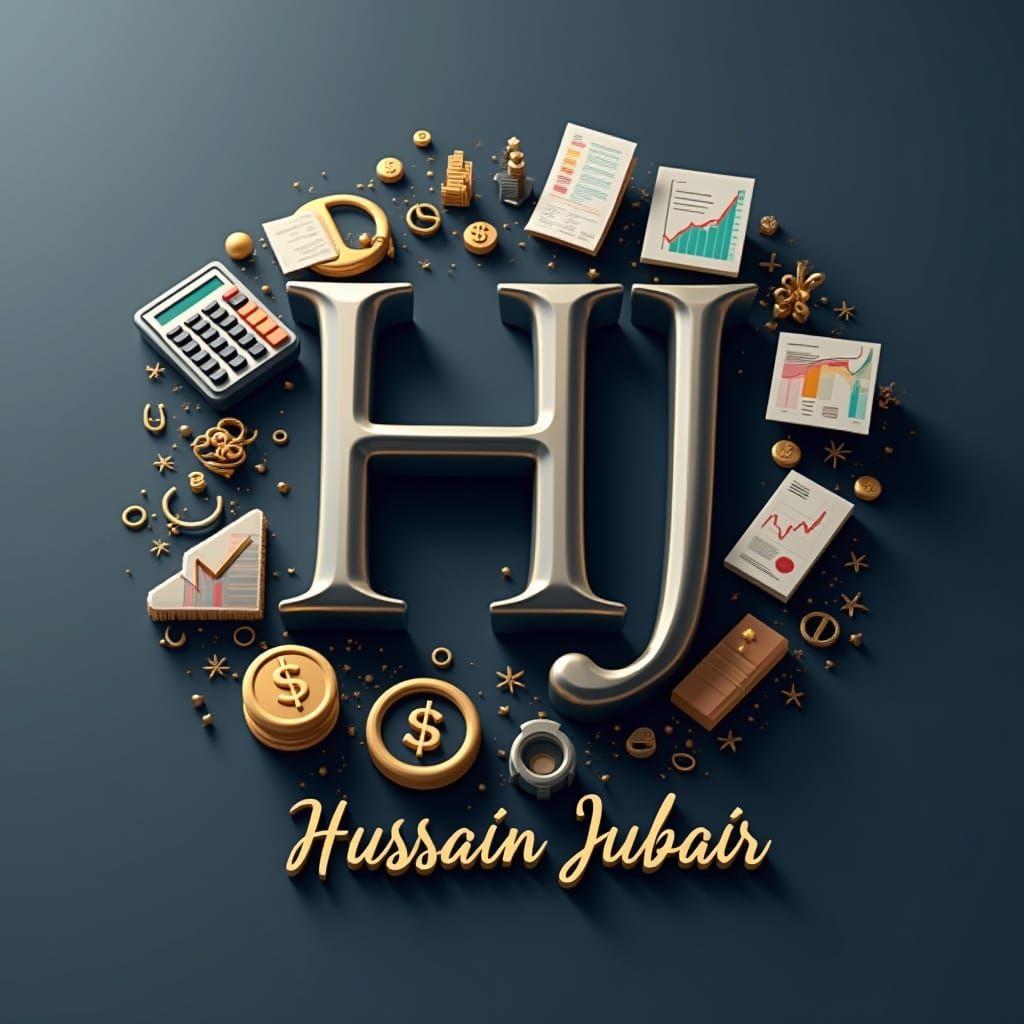 3D Logo with Indigo Initials and Gold Border